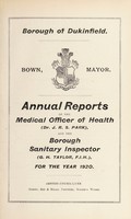 view [Report 1920] / Medical Officer of Health, Dukinfield Borough.