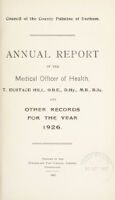 view [Report 1926] / Medical Officer of Health, Durham County Palatine / County Council.