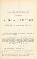 view [Report 1921] / Medical Officer of Health, Faversham Borough.