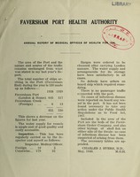 view [Report 1939] / Medical Officer of Health, Faversham Port Health Authority.