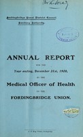 view [Report 1920] / Medical Officer of Health, Fordingbridge (Union) R.D.C.