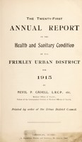 view [Report 1915] / Medical Officer of Health, Frimley U.D.C.