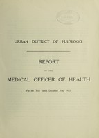 view [Report 1925] / Medical Officer of Health, Fulwood U.D.C.