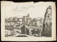 view The Caelian hill, Rome, seen from the Palatine. Etching by B. Pinelli, 1825.