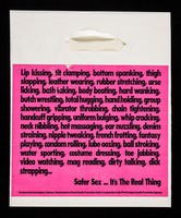 view Lip kissing, tit clamping, bottom spanking, thigh slapping, leather wearing, rubber stretching, arse licking, bath taking, body beating, hard wanking, butch wrestling ... : safer sex... it's the real thing / produced by Kensington, Chelsea, Westminster & Brent Health Promotion Unit in conjunction with West London Health Promotion Agency.