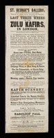 view Last three weeks of the Zulu Kafirs, in London ... / St. George's Gallery, Hyde Park Corner, Piccadilly, formerly the Chinese Museum (including both galleries).