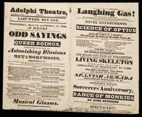 view Last week but one, Wednesday, March 15, and Friday, 17, 1826 : M. Henry will have the honour of repeating his third annual entertainment of "Table Talk", under the title of Odd Sayings and Queer Doings, introductory of his novel and astonishing illusions metamorphoses, prestiges, &c. &c.