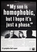 view "My son is homophobic, but I hope it's just a phase." ... : it's prejudice that's queer / CHAPS, Community HIV and AIDS Prevention Strategy , Terrence Higgins Trust.