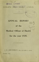 view [Report 1925] / Medical Officer of Health, Llangefni U.D.C.