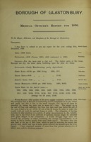 view [Report 1896] / Medical Officer of Health, Glastonbury Borough.