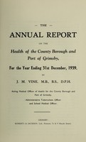 view [Report 1939] / Medical Officer of Health, Grimsby County Borough.