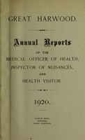 view [Report 1920] / Medical Officer of Health, Great Harwood U.D.C.