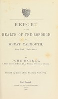 view [Report 1879] / Medical Officer of Health and Port Medical Officer of Health, Great Yarmouth Borough.