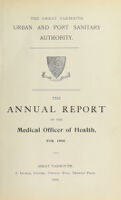 view [Report 1905] / Medical Officer of Health and Port Medical Officer of Health, Great Yarmouth Borough.