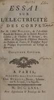 view Essai sur l'électricité des corps / [Nollet (Jean Antoine)].