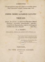 view Competitio ad aggregationem ... instituta anno 1823. An omnes morbi sanabiles sanandi? / [P.A. Piorry].