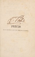 view Précis de la nouvelle doctrine médicale italienne, ou introduction aux leçons de clinique interne de l'Université de Bologne pour l'année scolaire 1816-1817; suivi du tableau des résultats obtenus dans la Clinique Interne, de Bologne dans l'espace de trois années scolaires / Traduit de l'italien, avec une préface et des notes par P.-L. vander Linden.