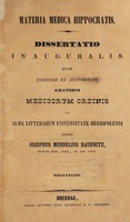 view Materia medica Hippocratis : dissertatio inauguralis / [Joseph Mendel Raudnitz].