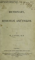 view A dictionary, Hindustání and English / By W. Yates.