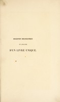 view Description bibliographique et analyse d'un livre unique qui se trouve au Musée Britannique / par Tridace-Nafé-Théobrome [i.e. J.O. Delepierre] gentilhomme breton [pseud].