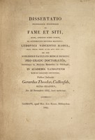 view Dissertatio physiologica inauguralis de fame et siti / [Gerardus Theodorus Callenfels].