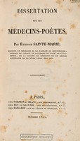 view Dissertation sur les médecines-poètes ... / [Etienne Sainte-Marie].