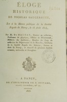 view Éloge historique de Nicolas Saucerotte / [Charles Nicolas Alexandre Haldat du Lys].