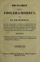 view Dictámen sobre la cholera-morbus / por el dr. Hordas.