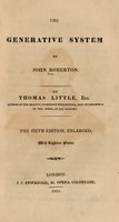 view The generative system of John Roberton / [Edited] By Thomas Little.