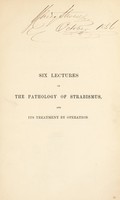 view Six lectures on the pathology of strabismus and its treatment by operation : delivered at the Westminster Hospital / by C. Holthouse.