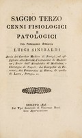 view Saggio terzo cenni fisiologici e patologici / del professore emerito Luigi Sinibaldi.