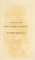 view Description of the islands of Orkney and Zetland ... / Reprinted from the edition of 1711, published under the superintendence of Sir Robert Sibbald.