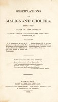 view Observations on malignant cholara ... as it occurred at Prestonpans, Cockenzie, Portseton, &c / [Henry King Armstrong].