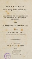 view Bedenkingen tegen eenen brief / [by G.J. Pool], gerigt aan, en bijdrage tot het Onderzoek naar de oozaken, den aard en de kenmerken der kraamvrouwenkoorts.