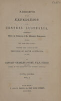 view Narrative of an expedition into Central Australia, performed under the authority of Her Majesty's Government during the years 1844, 5, and 6. Together with a notice of the province of South Australia in 1847 / by Charles Sturt.