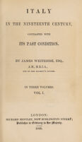 view Italy in the nineteenth century, contrasted with its past condition / By James Whiteside.