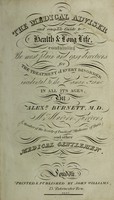 view The medical adviser, and complete guide to health & long life ... / By A. Burnett, Mr. Maginn, and other medical gentlemen.
