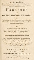 view Handbuch der medizinischen Chemie ... / Aus dem Französischen übersetzt von Dr. Friedrich Trommsdorff ... Durchgesehen und mit Anmerkungen begleitet von Johann Bartholmä Trommsdorff.