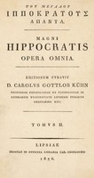 view Tou megalou Hippokratous hapanta. Magni Hippocratis Opera omnia / Editionem curavit d. Carolvs Gottlob Kühn.