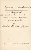 view Fragmenta sepulchralia. A glimpse of the sepulchral and early monumental remains of Great Britain ... / An unpublished fragment.