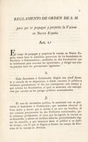 view Reglamento de Orden de S.M. para que se propague y perpetúe la vacuna en Nueva España.