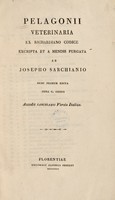 view Veterinaria / ex Richardiano codice excripta et a mendis purgata ab Josepho Sarchianio. Nunc primum edita cura C. Cionii. Accedit Sarchianii versio Italica.