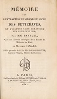 view Mémoire sur l'extraction en grand du sucre des betteraves / [Barruel (Augustin)].