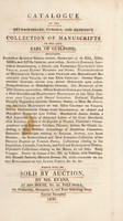 view Catalogue of the extraordinary ... collection of manuscripts of the late Earl of Guilford ... Which will be sold by auction, by Mr. Evans ... on ... December 8, and four following days / [Frederick North].