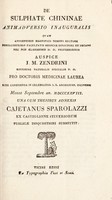 view De sulphate chininae animadversio inauguralis / [Cajetanus Sparolazzi].