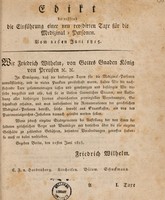view Edikt betreffend die Einführung einer neu revidirten Taxe für die Medizinal-Personen. Vom 21sten Juni 1815.