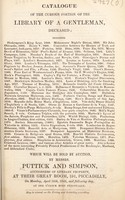 view Catalogue of the curious portion of the library of a gentleman, deceased ... which will be sold by auction ... on ... April 16th, 1849, and following day.