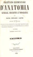 view Trattato elementare d'anatomia generale, descrittiva e topografica / di Bayle, Hollard e Lauth ; versione dal francese arricchita di una introduzione sugli studi anatomici ... dal dottor Pietro Perrone.