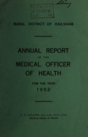 view [Report 1952] / Medical Officer of Health, Hailsham R.D.C.