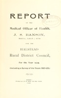 view [Report 1925] / Medical Officer of Health, Halstead R.D.C.